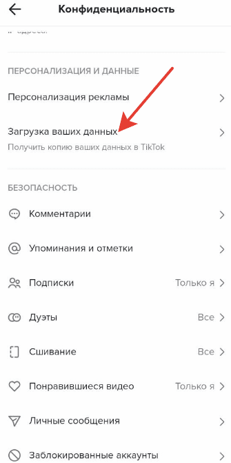Жмем на пункт &laquo;Загрузка ваших данных&raquo;