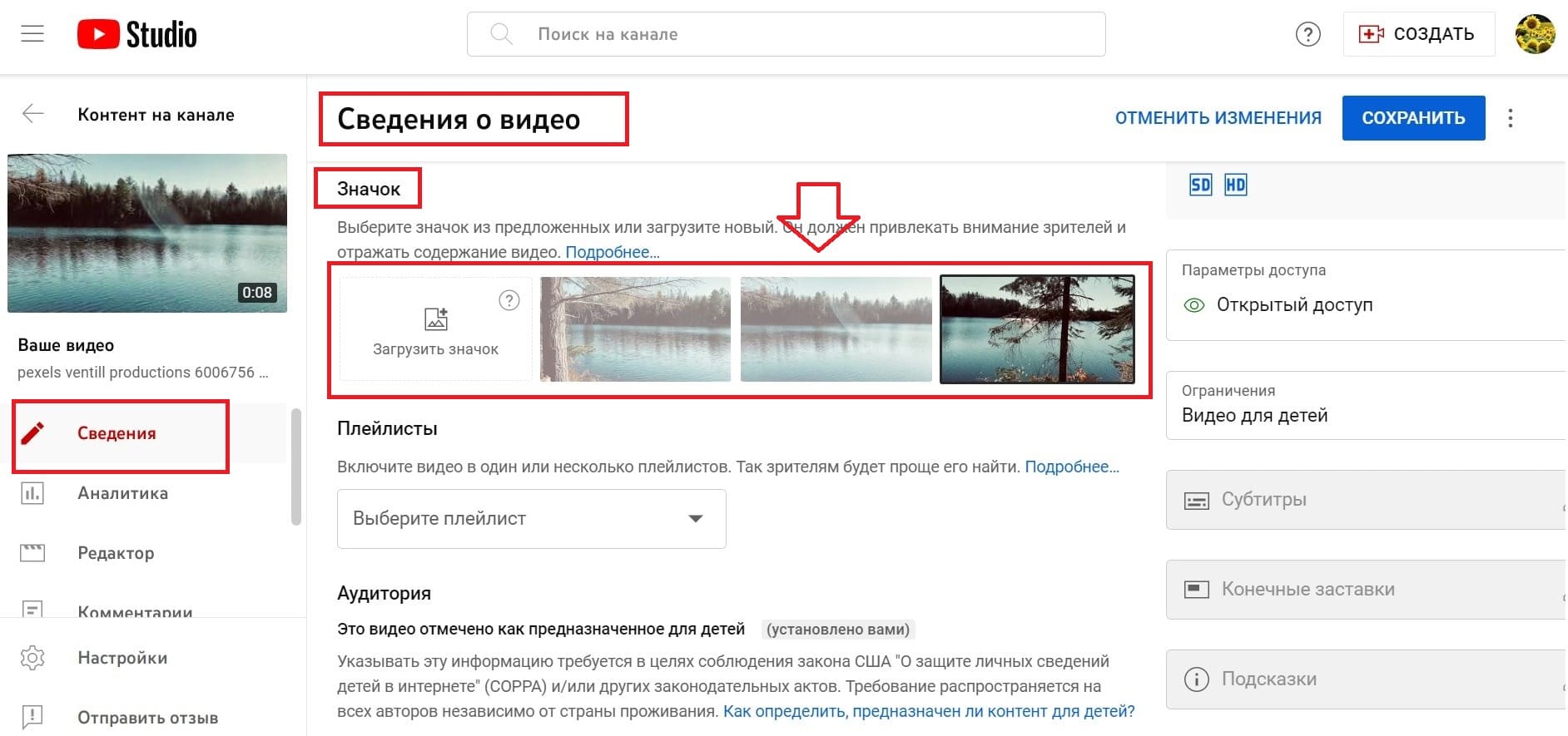 Выбрать нужный кадр из видео или загрузить картинку